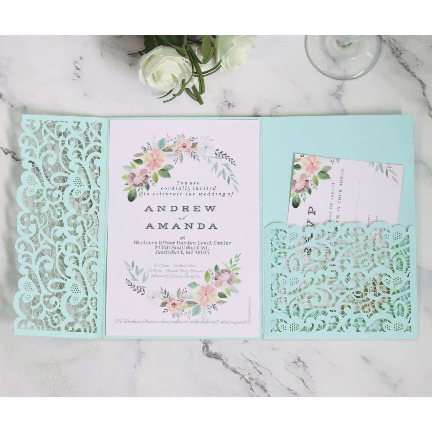 Thank You Card Holiday Greeting Card Laser Cut Iridescent Paper Invitation Card Personalized Custom